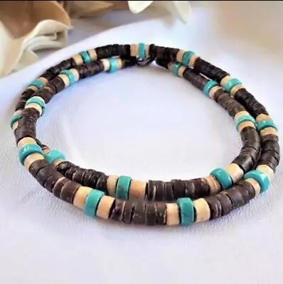 Men's African Necklace African Beaded Coconut Shell Jewelry Surfer Necklace Gift • $7.99