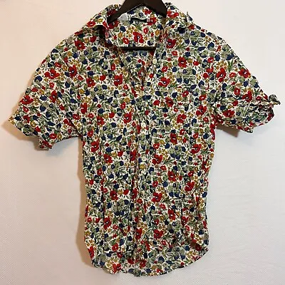 Vintage Womens Blouse Shirt Top Size 10 Multicoloured 100% Cotton Floral Boho • $16.30