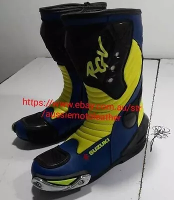 Suzuki Rgv Boots Yellow Motorcycle Boots Motorbike Cowhide Leather Shoe Racing • $172.75