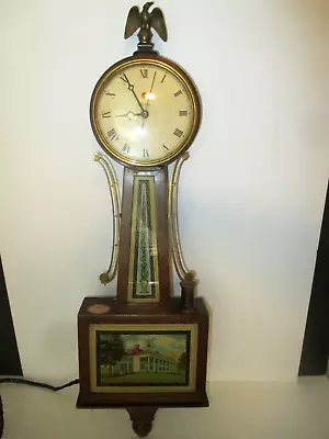 Vtg Warren Techron Eagle Mt Vernon Image Wood Banjo Clock Rough For Parts Repair • $14.95