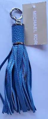 NWT Michael Kors Silver Hardware Navy Leather Tassel Handbag Fob Charm Tag • $26.24