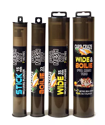 CARP CRAZE PVA MESH STARTER KITS Inc:-7mtrs Of Mesh STORAGE TUBEPLUNGER TUBE  • £7.99