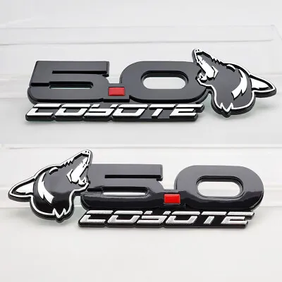 NEW Chrome Howling Coyote 5.0 Fender Emblems Fits 15-23 Mustang & Universal Fit • $47.99