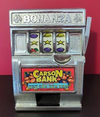 Vintage - Bonanza Carson Bank Toy Slot Machine - Coin Bank -  Plastic - !Works! • $10