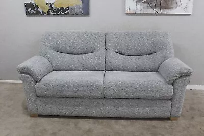 G Plan Washington Mirage Ash Fabric Static 3 Seater Sofa With Light Oak Feet • £750