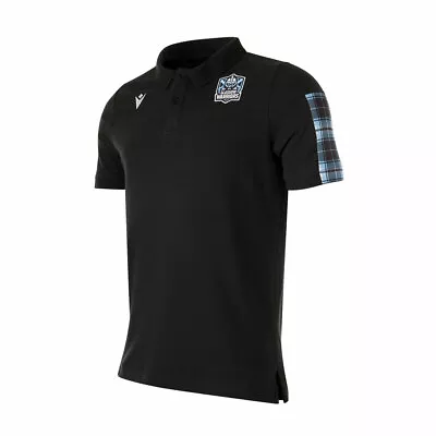 £24.95 • Buy MACRON Glasgow Warriors Rugby Travel Polycotton Polo Shirt [black]