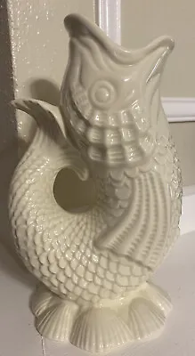 Vintage Ceramica Cuernavaca Mexico Gurgling Glug Fish Pitcher Vase 8 3/4” Tall • $39.95