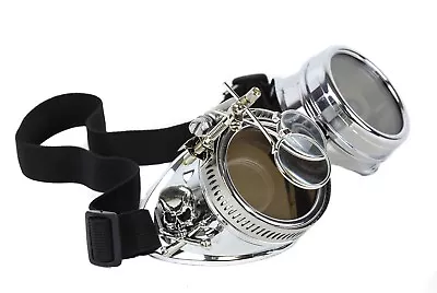 Steampunk Victorian Skull Cross Welding Silver Goggles Scissors Lens Cosplay  • $19.99