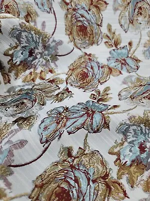 Mint Dark Gold Damask Chenille Upholstery Brocade Fabric Sold By The Yard Floral • $28.99