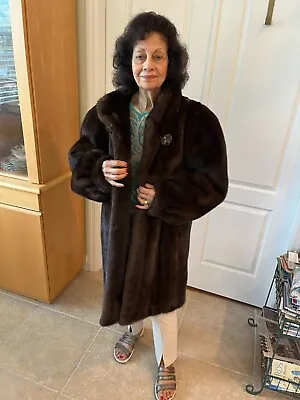IMPECKABLE MINK FUR COAT BY YORK FURRIER  3/4 Length Size M With Removable Hood • $495