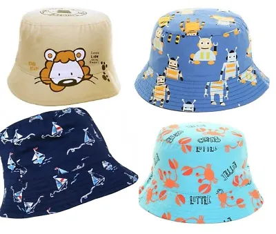 Cute Novelty Baby Toddler Boys Bucket Beach Floppy Sun Hat 100% Cotton Summer • £3.29
