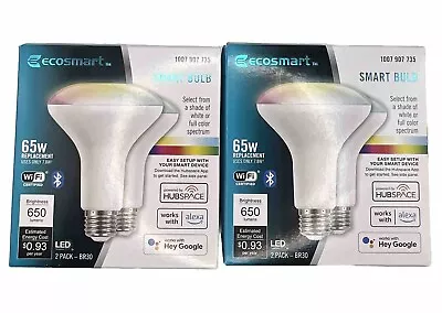 EcoSmart 65w BR30 Smart Bulb LED Wifi/Bluetooth Alexa Google- Lot Of 2 (4 Bulbs) • $22.99