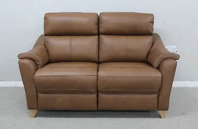 G Plan Hurst Texas Tan Leather Static 2 Seater Sofa RRP £3223 • £1095