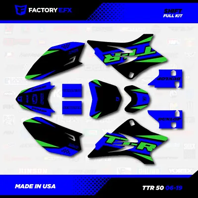$39.99 • Buy Blue & Green Shift Racing Graphics Kit Fits 06-23 YAMAHA TTR50 TTR 50 Decal