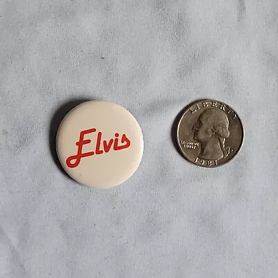 Elvis Pin (1) White With Red Lettering • $4.99