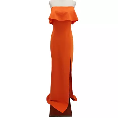 AIDAN Aidan Mattox Sz 12 Orange Tiger Lilly Strapless Popover Maxi Gown NWT B29 • $97.75