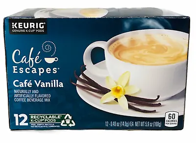 $11.88 • Buy Cafe Escapes Cafe Vanilla  Coffee K Cup Cups 12 Ct