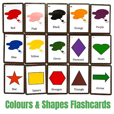 Colours & Shapes Flash Cards Kids Educational Pre School Learning Set • £7.49