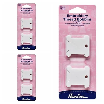 Embroidery Thread Bobbins - 30 To 120 Plastic Floss Bobbin Cards HEMLINE • £3.20