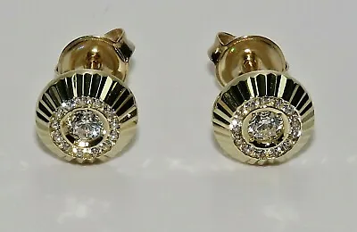 £79.95 • Buy 9ct Yellow Gold Diamond Cluster Stud Earrings - 8mm - Simulated Diamond