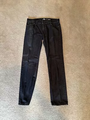 Men’s 7 For All Mankind Jeans 33 Slimmy Straight Dark Wash Blue Jeans • $39