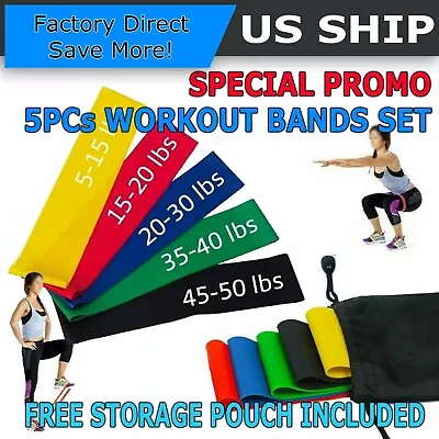 [Set Of 5] Resistance Bands Workout Loop Exercise CrossFit Fitness Yoga Pilates • $6.49