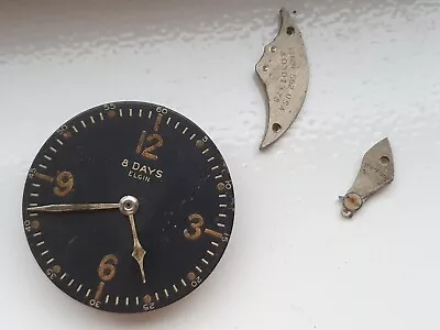 Military Ww2 ELGIN Aircraft Clock Dial 8 Days And Movement Parts • $93.38