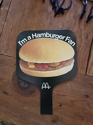 Vintage 1970's McDonalds Cardboard  Hamburger Fan  Handled Rare! • $15