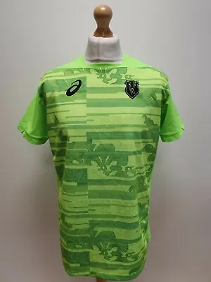 £20.24 • Buy Ss710 Mens Ascis Green French Stade Francais Short Sleeve Rugby Top Uk L Eu 54