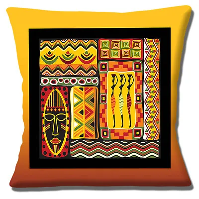 African Tribal Patterns 16 X16  40cm Cushion Cover Lady Silhouettes Mask Shapes  • £10.95