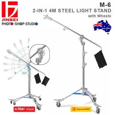 Jinbei Boom Stand M-6 2-in-1 With Wheels ( 4m  Max Load 20kg  360°  Dolly He • $495