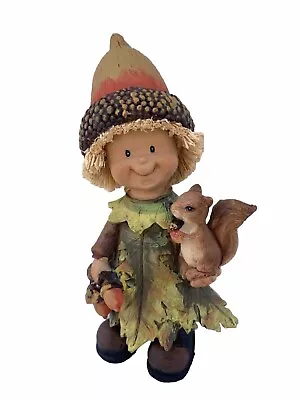 Harvest Girl Figurine With Squirrel 6.5” Tall Fall Thanksgiving • $10