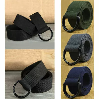 Military Canvas Web Belt Double D-ring Men Women Unisex Gift Fashion C3O9 • £4.66