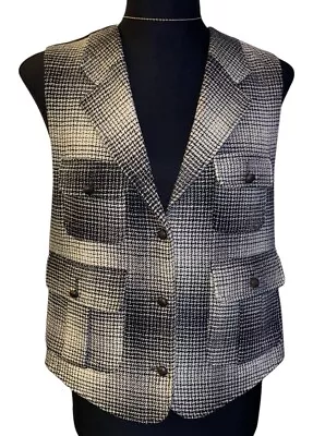 Adolfo International Vintage Wool Houndstooth Pattern Belted Back Vest M • $50