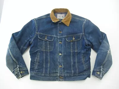 Vintage Lee Storm Rider Denim Jacket Blue Blanket Lining Mens 42R L USA • $137