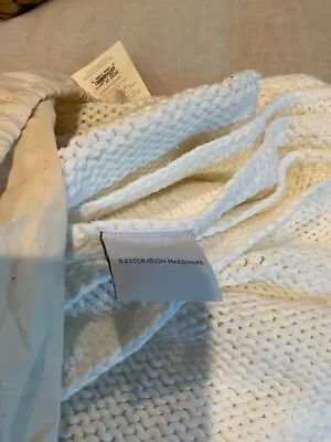 Restoration Hardware 100% Hand Knitted White Cotton Throw Blanket - NEW! • $135