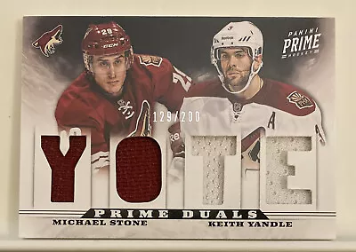 2012-13 Panini Prime Prime Duals #34 Keith Yandle/Michael Stone #129/200 • $4.51