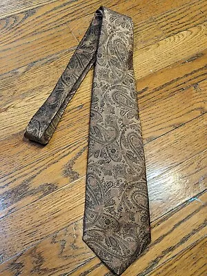 La Vita Di Moda Brown Gold Black Paisley Silk Neck Tie Made In Italy Formal  • $9.99