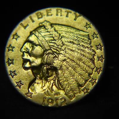 1912 Gold 2 1/2 Dollar $2.50 INDIAN Made Into PIN Jewelry. • $375