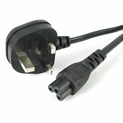 £3.65 • Buy Power Lead Cable Wire Cord (Cloverleaf) C5 To UK Mains 3 AMP Plug Laptop/Adapter