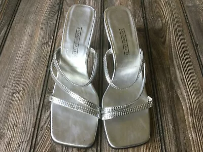 $10.30 • Buy Amanda Smith Silver Open Toe Sandle Shoes 3  Heel Size 7.5