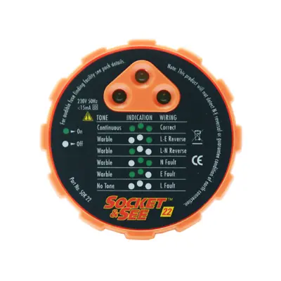 Socket & See SOK22 13 AMP 230v Mains Socket Tester - UK VERSION • £24.95