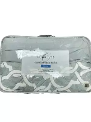 Charisma Down Alternative Reversible Blanket Queen Grey Microfiber • $59.99