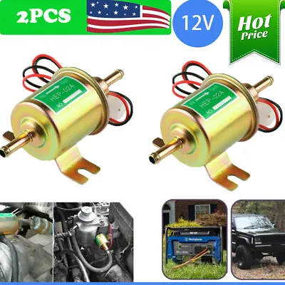 $17.99 • Buy 2 Packs 12V Electric Fuel Pump HEP-02A Universal Inline Low Pressure Gas Diesel