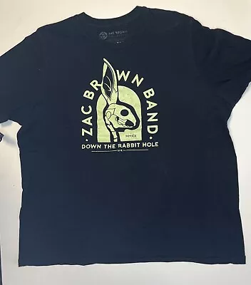 Zac Brown Band Down The Rabbit Hole 2019 T-Shirt Size 2XL Black Short Sleeve • $16.09
