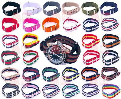 NATO Watch Strap Band G10 Military Army Diver Nylon 18mm 20mm 22mm 24mm Widths • £5.19