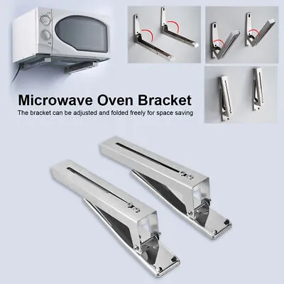 US 2PC Microwave Oven Bracket Foldable Stretch Wall Mount Telescopic Bracket • $16.99