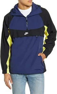 New Nike Archives Retro Windbreaker Hooded Jacket BV5385-410 Blue Mens Size M • $136.60