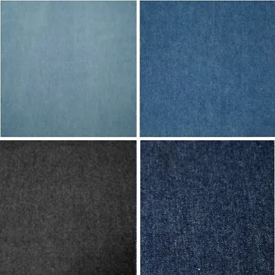 8oz Washed Denim Fabric 100% Cotton 145cm Wide Soft Lightweight • £1.50
