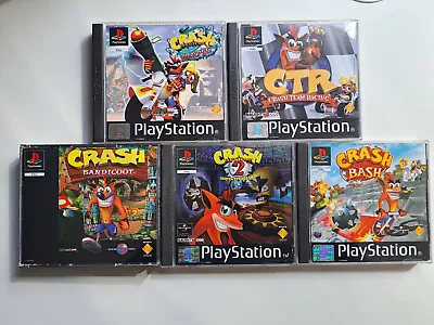 Crash Bandicoot 123CTR BASH PS1 Bundle Mint Discs And Cases Black Label  • £299